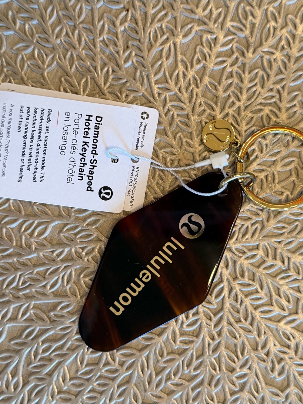 lululemon athletica Tortoiseshell Diamond Keychain with Gold Accents